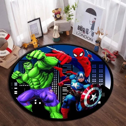 Navak Carpet Daily Picks DISNEY Marvel The Avengers Runder Teppich Anime-Teppich Rutschfeste Spielmatte Niedliche Bodenteppiche für Wohnzimmer, Schlafzimmer, Kindermatten