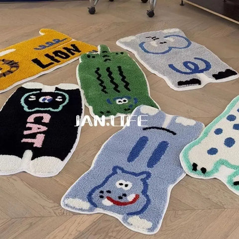 Navak Carpet Exclusive Picks Teppich aus Kunstkaschmir mit Tieren, Fußmatte für den Eingangsbereich, Fußmatte für den Eingangsbereich, Badezimmerteppich, WC-Eingangsmatte, rutschfest, waschbar, Heimdekoration