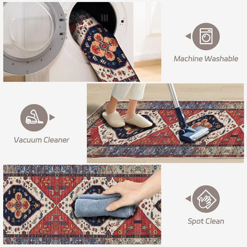 Navak Carpet Exclusive Picks Teppich aus Kaschmir im Perserstil, waschbar, faltbar, maschinenwaschbar, für Schlafzimmer, Nachttisch, Flur, Gang, Heimdekoration