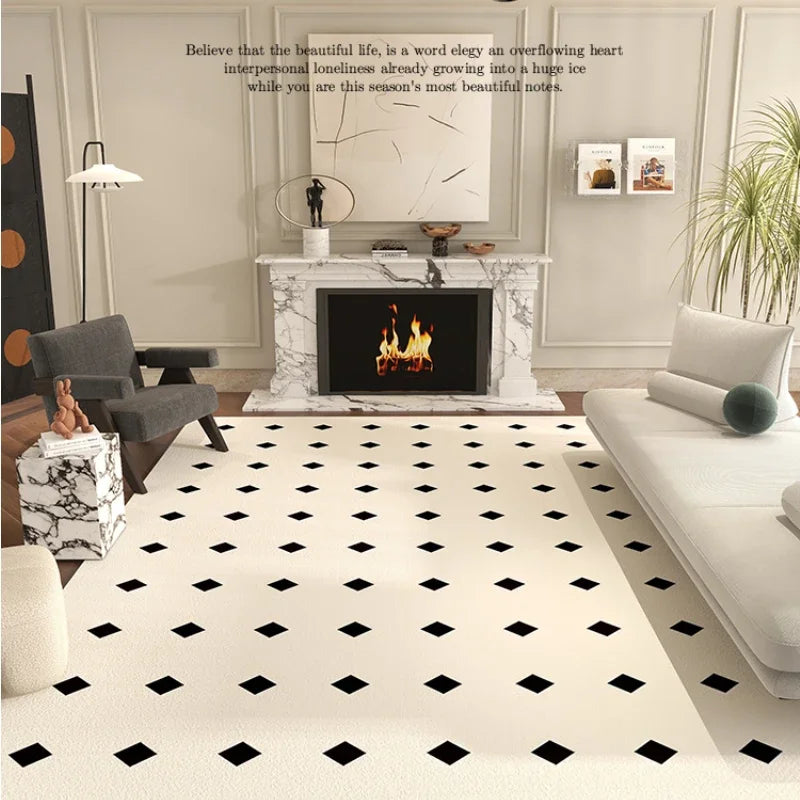 Navak Carpet Teppiche im nordischen Stil für Schlafzimmer, flauschig, weich, Wohnzimmerdekoration, Plüschteppich, moderner minimalistischer Arbeitszimmerteppich, dicke karierte Bodenmatte