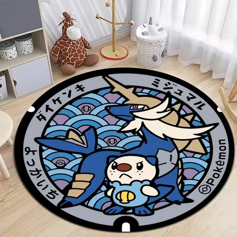 Navak Carpet Daily Picks Round Pokemon Rug for Living Room Decor Bedroom Rug Lounge Balcony Sofa Mat Coffee Table Mat Swivel Chair Mat Kids Gift