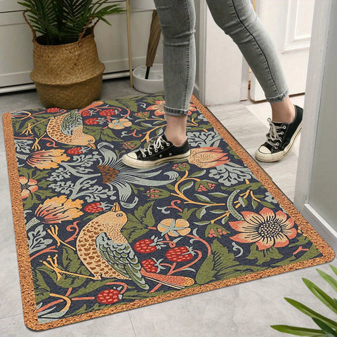 Navak Teppich, weich, symmetrisch, mit Blumenmuster, Vogel-Willkommens-Fußmatte, Heimdekoration, Küche, Flur, Balkon, Teppich, Schlafzimmer, Bodenmatte, Bad, rutschfeste Matte, Dekoration