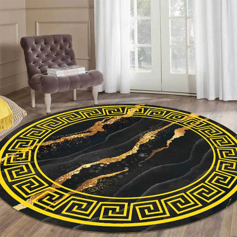 Navak Teppich, luxuriöser Stil, runder Teppich, Wohnzimmer, weiß, schwarz, grün, Marmormuster, Zimmerteppiche, waschbar, rutschfest, Dekor-Fußmatten für Schlafzimmer