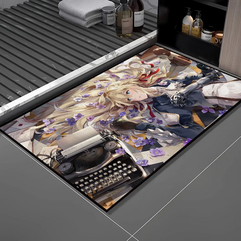 Navak Teppich Fußmatte für Evergarden Badezimmer Dekoration Anime Zimmer Violet Dekor Fußmatte Teppich Eingang Willkommen Bad Küche Teppich