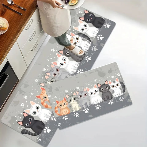 Navak Carpet Exclusive Picks Cute Cartoon Cat Paw Print Carpet Machine Washable Non-Slip Kitchen Bathroom Mat Bedroom Long Rugs Home Decoration