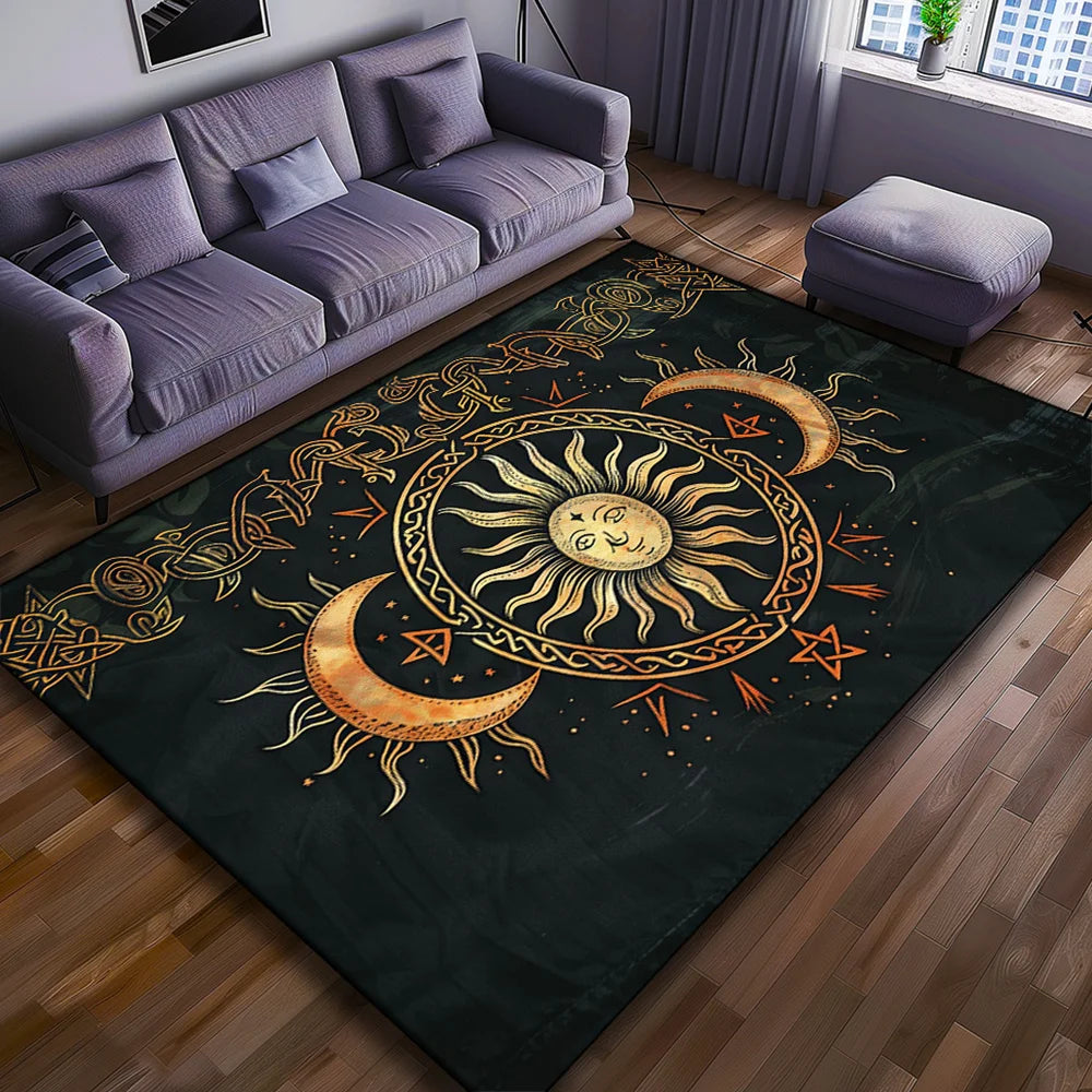 Navak Carpet Sun & Moon Carpet, Durable Door Mat Chair Mat Sofa Mat, Comfortable Printed Area Rug Appropriate for Hotel, Balcony, Hallway,