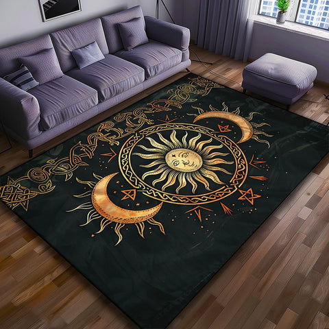 Navak Carpet Sun & Moon Carpet, Durable Door Mat Chair Mat Sofa Mat, Comfortable Printed Area Rug Appropriate for Hotel, Balcony, Hallway,