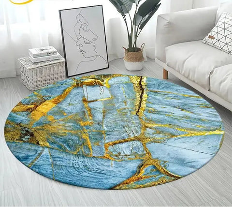 Navak Carpet Nordic Colour Green Gold White Marble Round Carpet Balcony Floor Mat Bathroom Living Room Home Yoga Coffee Mats Home Decor Rug