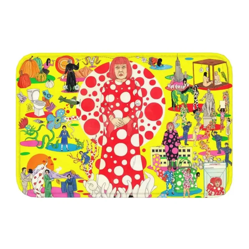 Navak Carpet Custom Yayoi Kusama Abstrakte Malerei Fußmatte Rutschfeste Eingangsbereich Badezimmer Küche Tür Bodenmatte Garage Teppich Fußpolster