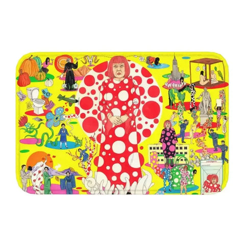 Navak Carpet Custom Yayoi Kusama Abstrakte Malerei Fußmatte Rutschfeste Eingangsbereich Badezimmer Küche Tür Bodenmatte Garage Teppich Fußpolster