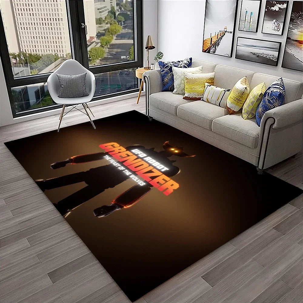 Navak Teppich, 3D-Cartoon-UFO-Roboter Grendizer, Anime-Teppich für Zuhause, Wohnzimmer, Schlafzimmer, Sofa, Fußmatte, Dekor, Kinderbereich, rutschfeste Bodenmatte