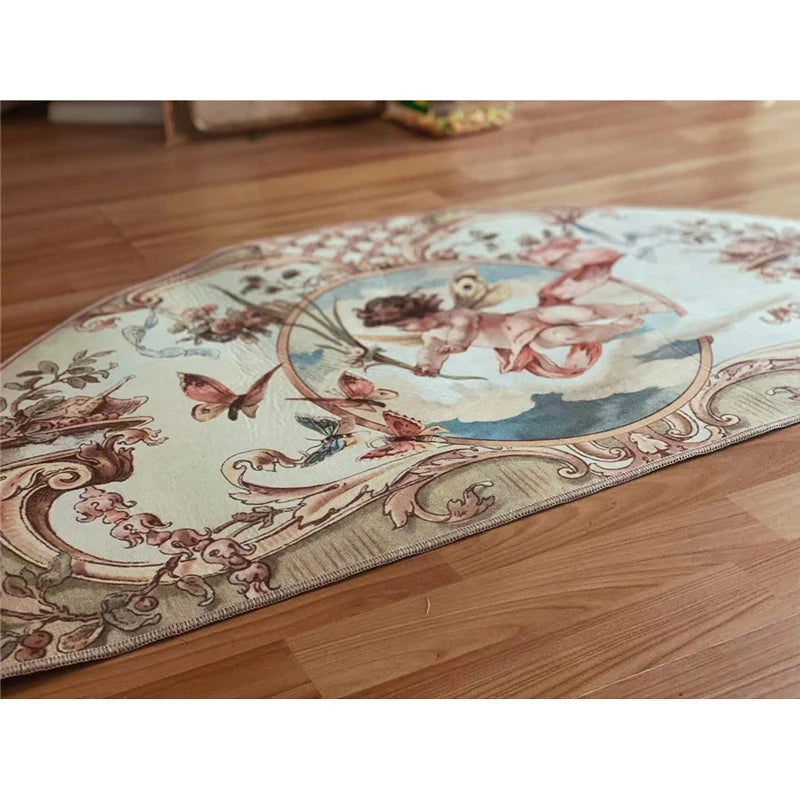 Navak Teppich Retro Wohnzimmer Teppiche Home Dekoration für Schlafzimmer Teppich Kleine Fußmatte Europäischer Engel Gedruckt Baumwolle Veranda Hand Quaste Teppich