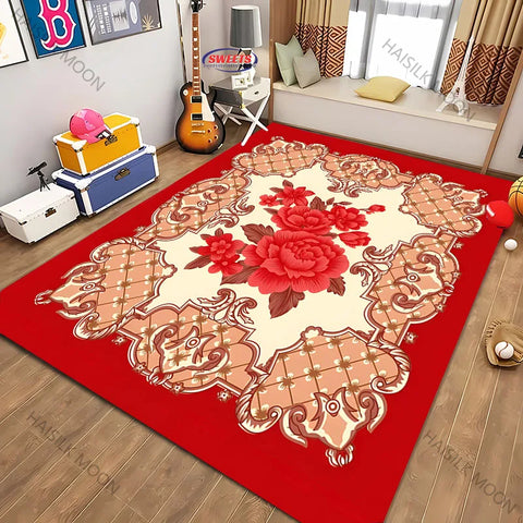 Navak Carpet 1PC Royal Luxury Style Flowers Printed Carpet Living Room Bedroom Sofa Office Large Area Decorative Mat Multi-Size Luxury Gifts