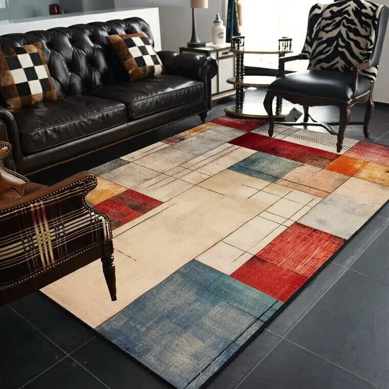 Navak Carpet Abstract Geometric Large Rugs for Living Room Nordic Retro Room Decoration Home Mats Non-slip Washable Bedroom Cloakroom Carpet