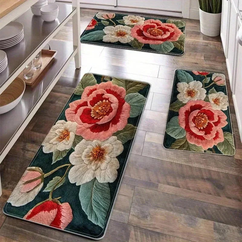 Navak Carpet 1 Stück 3D-Muster Landschaft Fußmatten Küchenteppiche Rutschfeste Pop-Design Badezimmerteppiche Badematte Teppich für Zuhause Waschbecken Wäsche Dekor