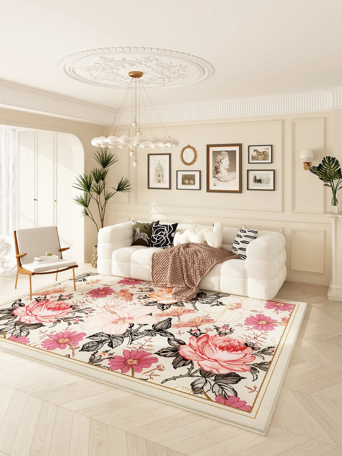 Navak Teppich, französischer Stil, Schlafzimmerdekor, Plüschteppich, großflächige Teppiche für Wohnzimmer, Zuhause, flauschige, weiche Bodenmatte, dicker, waschbarer Arbeitszimmerteppich