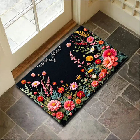 Navak Carpet „Charmanter Kristall-Samt-Teppich – Fußmatte mit weichem und lebendigem Blumenmuster, rutschfeste Eingangsdekoration, perfekter Akzent für das Zuhause im Frühling“