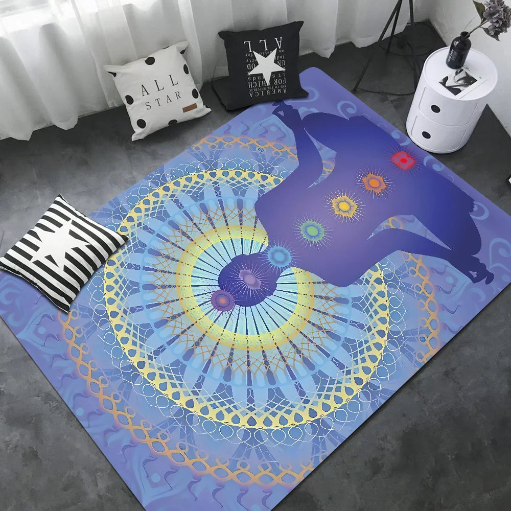 Navak Carpet Rainbow 7 Chakra Mandala Bohemia Yoga Fußmatte, waschbar, rutschfest, für Wohnzimmer, Sofa, Stühle, Bereichsmatte, Küche, Willkommens-Fußmatte