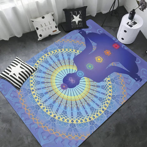 Navak Carpet Rainbow 7 Chakra Mandala Bohemia Yoga Fußmatte, waschbar, rutschfest, für Wohnzimmer, Sofa, Stühle, Bereichsmatte, Küche, Willkommens-Fußmatte