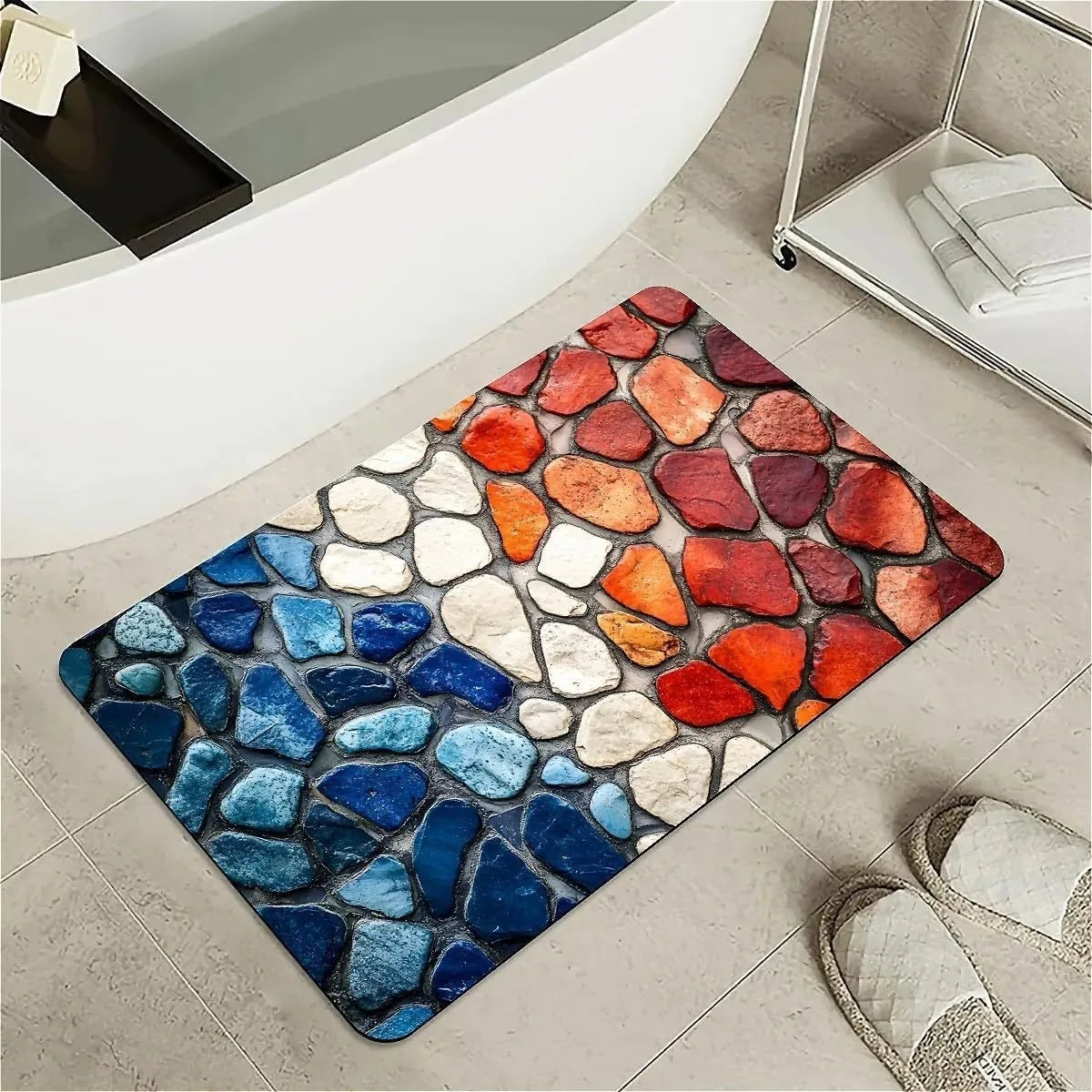 Navak Carpet Modern Simple Stone Kieselgur Badematte Badezimmerteppich Saugfähige rutschfeste Fußmatten Schnelltrocknende Dusch-Toilettenunterlage Fußmatte