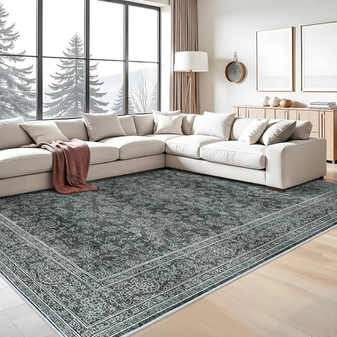 Navak Teppich, waschbar, orientalischer Teppich, Teppiche für Wohnzimmer, weicher Teppich für Schlafzimmer, wasserdicht, geblümt, Used-Look, für den Innenbereich, fleckenabweisend