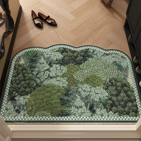 Navak Carpet Forest Garden Fußmatte, süße florale Fußmatten, rustikale Fußmatten, Waldbaum-Fußmatte für den Boden