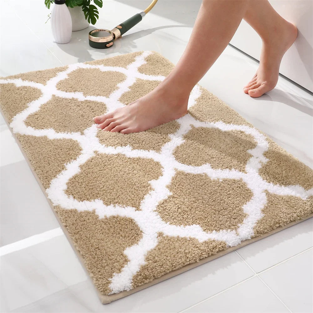 Navak Carpet Olanly Shaggy-Badematte, Mikrofaser, super saugfähig, Badezimmer-Duschvorleger, rutschfest, weiche Duschmatten, Bodenplüschteppich, Fußwaschmatte