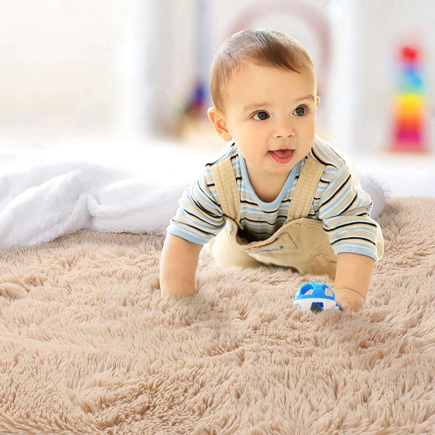 Navak Teppich, weicher, zotteliger Teppich, Wohnzimmer, flauschige Kinderteppiche, großer, beigefarbener Plüschteppich für Schlafzimmer, Kinderzimmer, moderne Wohnkultur