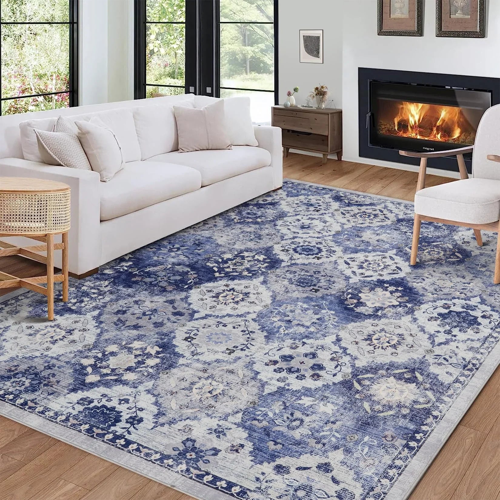 Navak Carpet Großer Vintage-Perserteppich – maschinenwaschbar, rechteckig, weich, für Wohnzimmer, Schlafzimmer, Küche, Büro, rutschfest, nicht rutschend