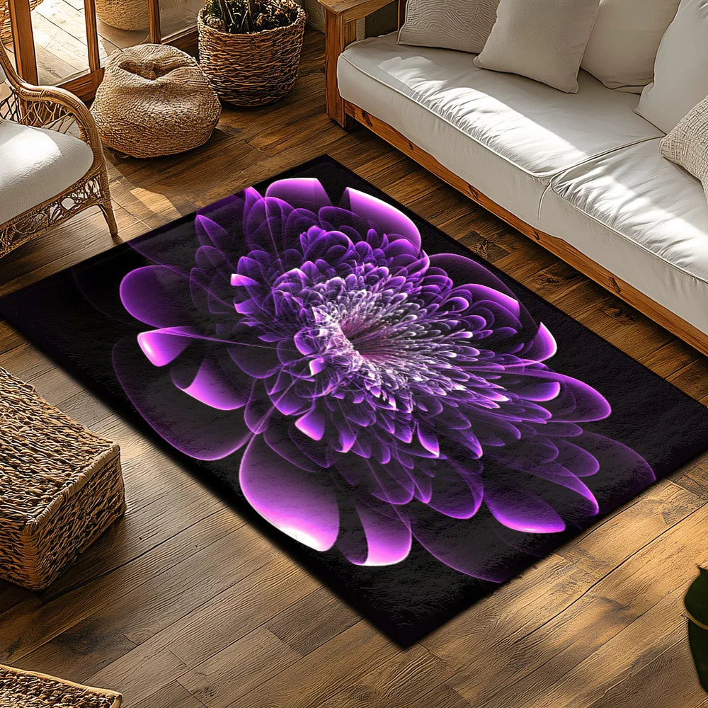 Navak Carpet Tuniu Großer lila Blumenteppich, rutschfest, für Zuhause, Wohnzimmer, Bodenmatte, dekorativer Teppich