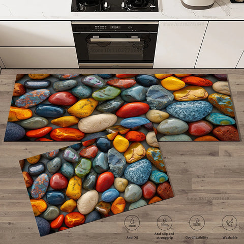 Navak Carpet Hochwertige Fußmatten, saugfähig, rutschfest, für Küche, Eingang, Fußmatte, Kieselstein-Teppich, Teppich, wasserdicht, waschbar, für Wohnzimmer, Steine, Matte