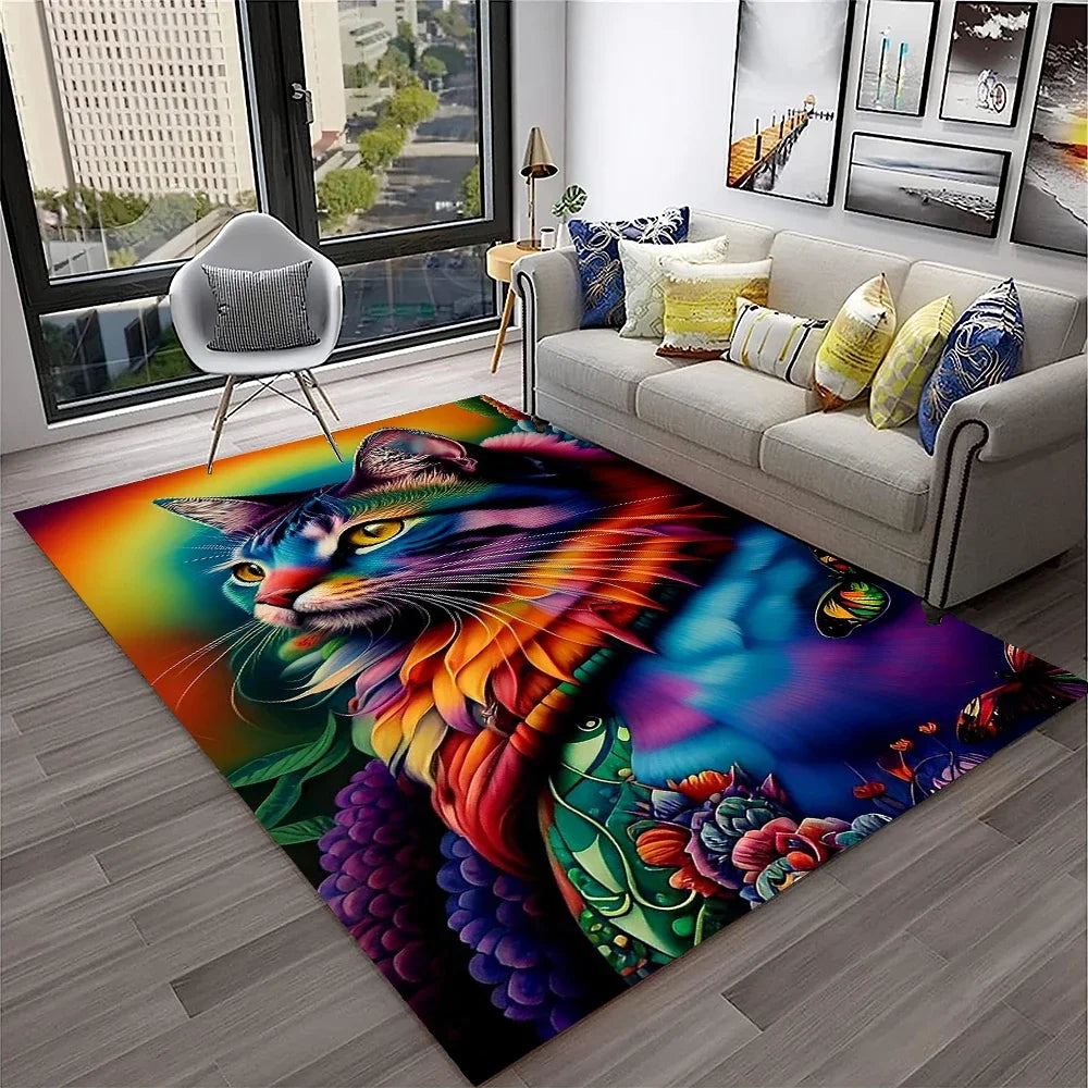 Navak Teppich, 3D, süße Katze, Blume, Cartoon-Teppich für Zuhause, Wohnzimmer, Schlafzimmer, Sofa, Fußmatte, Dekoration, Kinderspielbereich, rutschfeste Bodenmatte