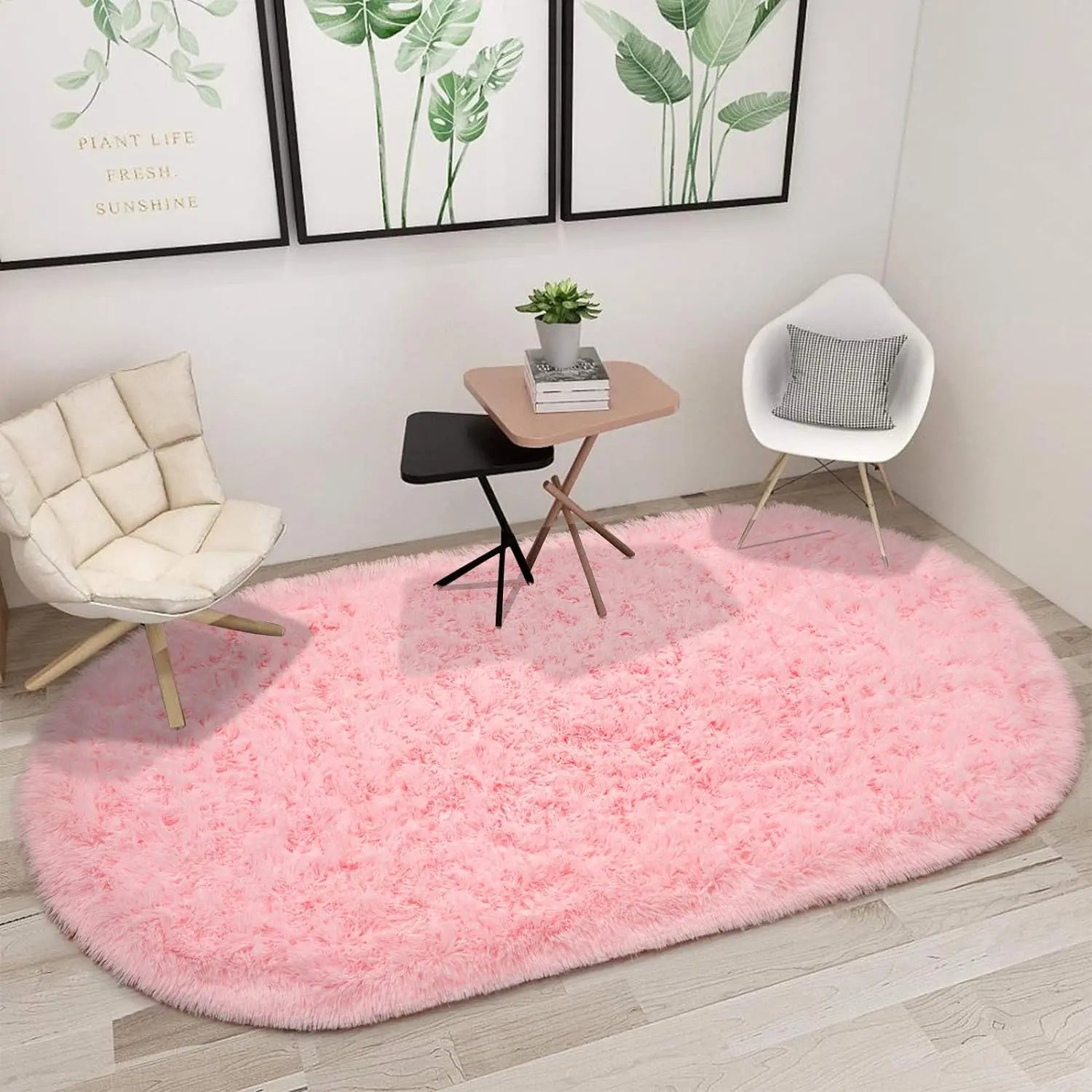Navak Carpet Ovaler, flauschiger, ultraweicher Teppich für Schlafzimmer, Plüsch-Zotteliger Teppich für Kinderzimmer, Nachttischmatten, 7,8 x 1,6 m