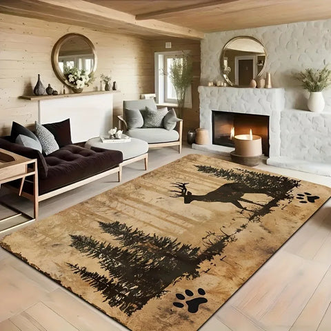 Navak Carpet 1 Stück Küchenteppich mit Milu-Hirschmuster, rutschfeste Fußmatten für Zuhause, Pop-Design, Badezimmerteppich, Badematte, Teppich für Zuhause, Waschbecken, Wäschedekor