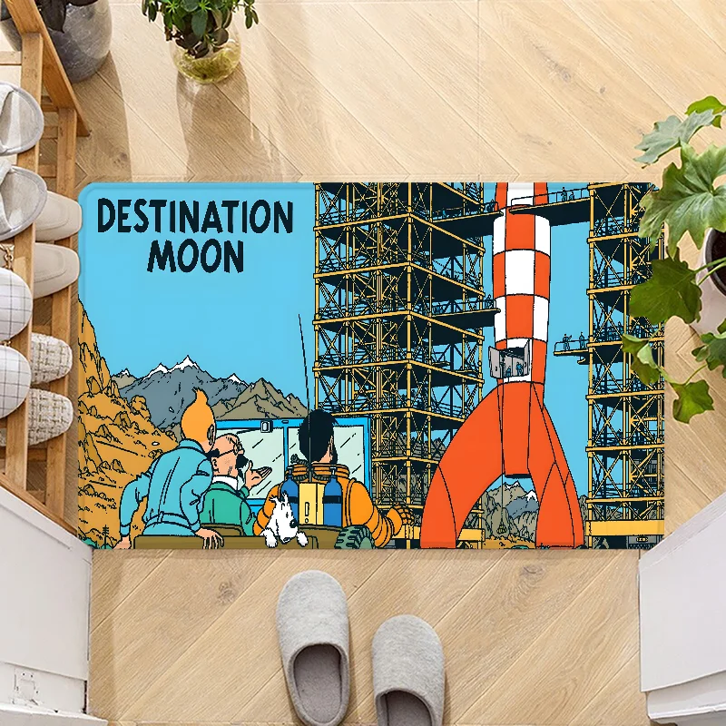 Navak Carpet Fußmatte mit dem Motiv „Die Abenteuer von Tim und Struppi“, rutschfest, waschbar, für Küche, Flur, Badezimmer, Badematten