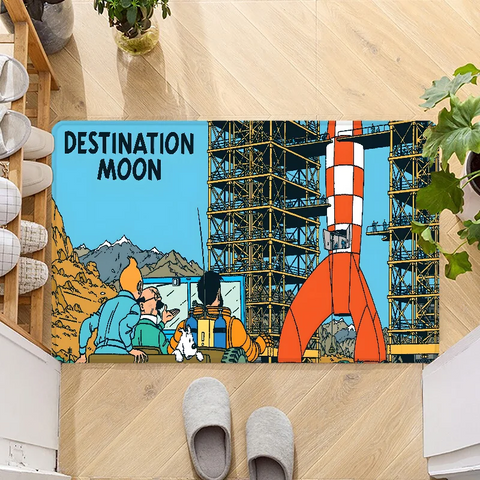 Navak Carpet Fußmatte mit dem Motiv „Die Abenteuer von Tim und Struppi“, rutschfest, waschbar, für Küche, Flur, Badezimmer, Badematten