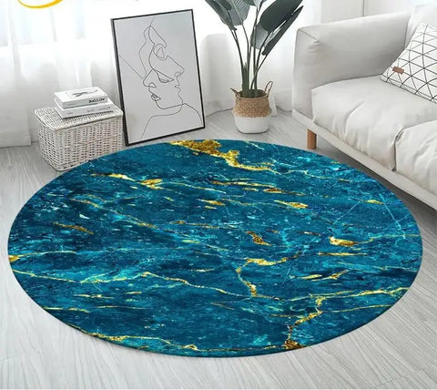 Navak Carpet Nordic Colour Green Gold White Marble Round Carpet Balcony Floor Mat Bathroom Living Room Home Yoga Coffee Mats Home Decor Rug