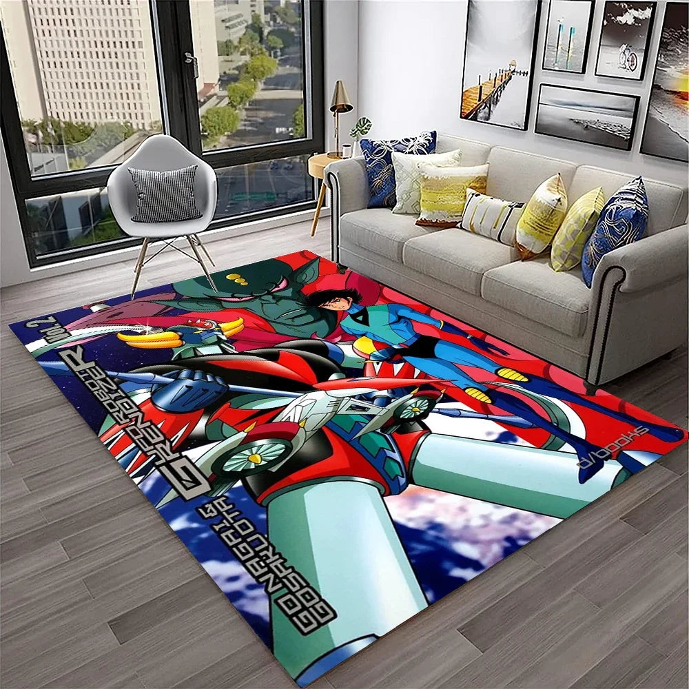 Navak Teppich, 3D-Cartoon-UFO-Roboter Grendizer, Anime-Teppich für Zuhause, Wohnzimmer, Schlafzimmer, Sofa, Fußmatte, Dekor, Kinderbereich, rutschfeste Bodenmatte