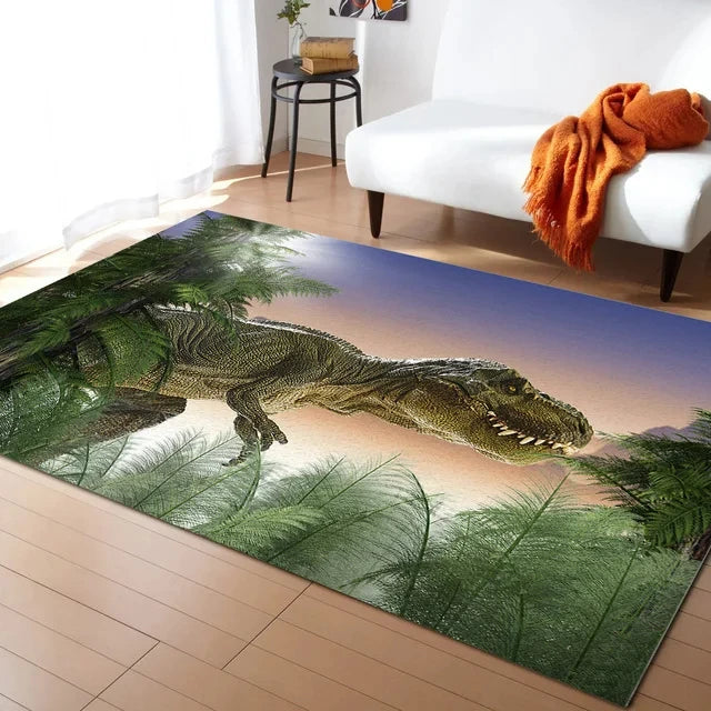 Navak Teppich, Cartoon-Dinosaurier-Teppich, Dino-Teppich, rutschfeste Dinosaurier-Bodenmatte für Spielzimmer, Klassenzimmer, Kinderzimmer-Dekor, Krabbelmatte für Kinder