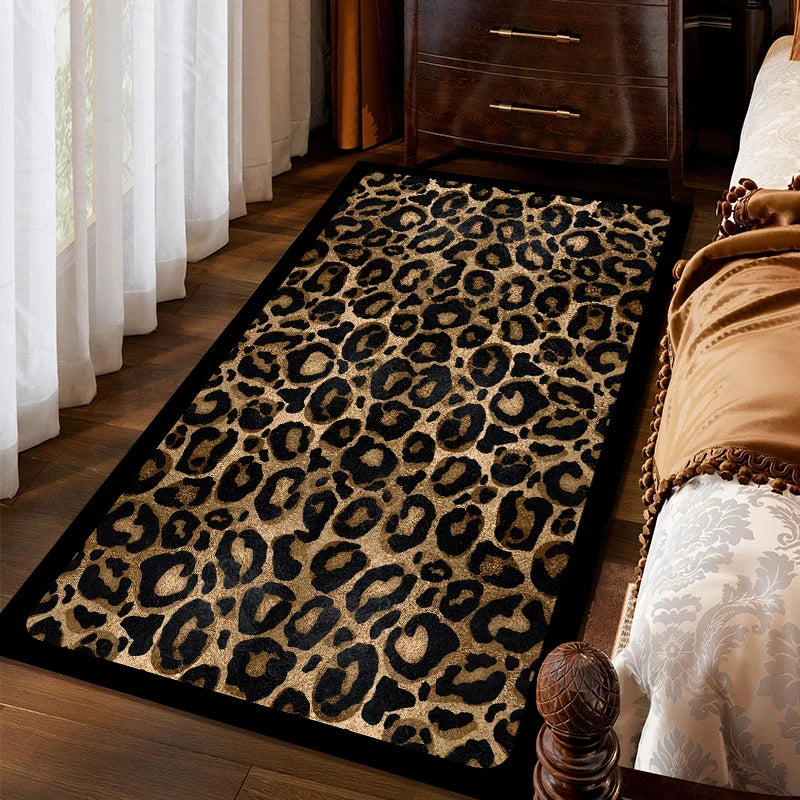Navak Carpet Exclusive Picks Amerikanischer Leopardenmuster-Schmutzabweisender Teppich Schlafzimmer Nachttischvorleger Flur Fenster Bodenmatte Heimdekoration Sommer