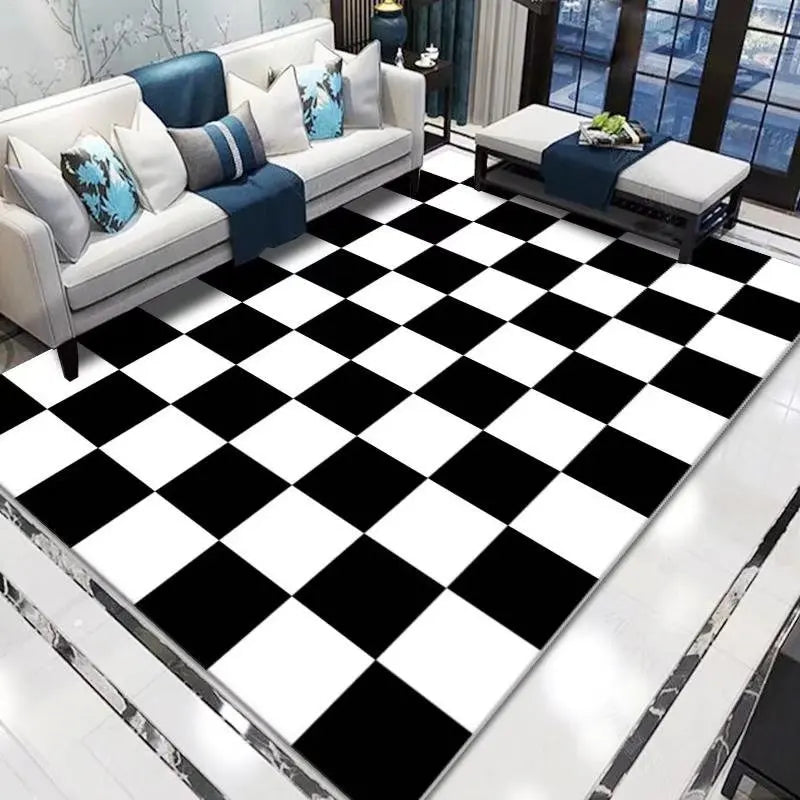 Navak Carpet Nordic style Living Room Carpet Black and White Minimalist Striped Home Decoration Bedroom Rug Coffee Table Non-slip soft Mat