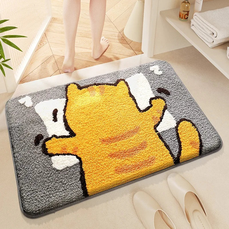 Navak Carpet Exclusive Picks Cartoon-Toiletten-Badezimmer-Teppich in Wolloptik für den Boden unter der Tür, rutschfester und wasserabsorbierender Teppich für die Heimdekoration