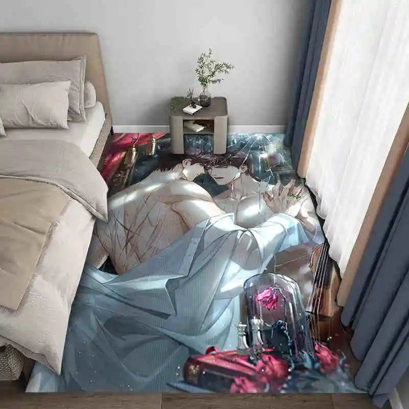 Navak Carpet Exclusive Picks Japanischer Anime-Schlingenteppich – maschinenwaschbarer Nachttischteppich für Airbnb, Hotel, gemütliche Wohndekoration
