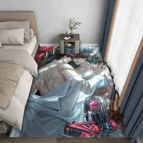 Navak Carpet Exclusive Picks Japanischer Anime-Schlingenteppich – maschinenwaschbarer Nachttischteppich für Airbnb, Hotel, gemütliche Wohndekoration