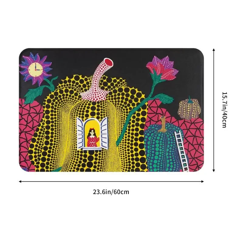 Navak Carpet Custom Yayoi Kusama Abstrakte Malerei Fußmatte Rutschfeste Eingangsbereich Badezimmer Küche Tür Bodenmatte Garage Teppich Fußpolster