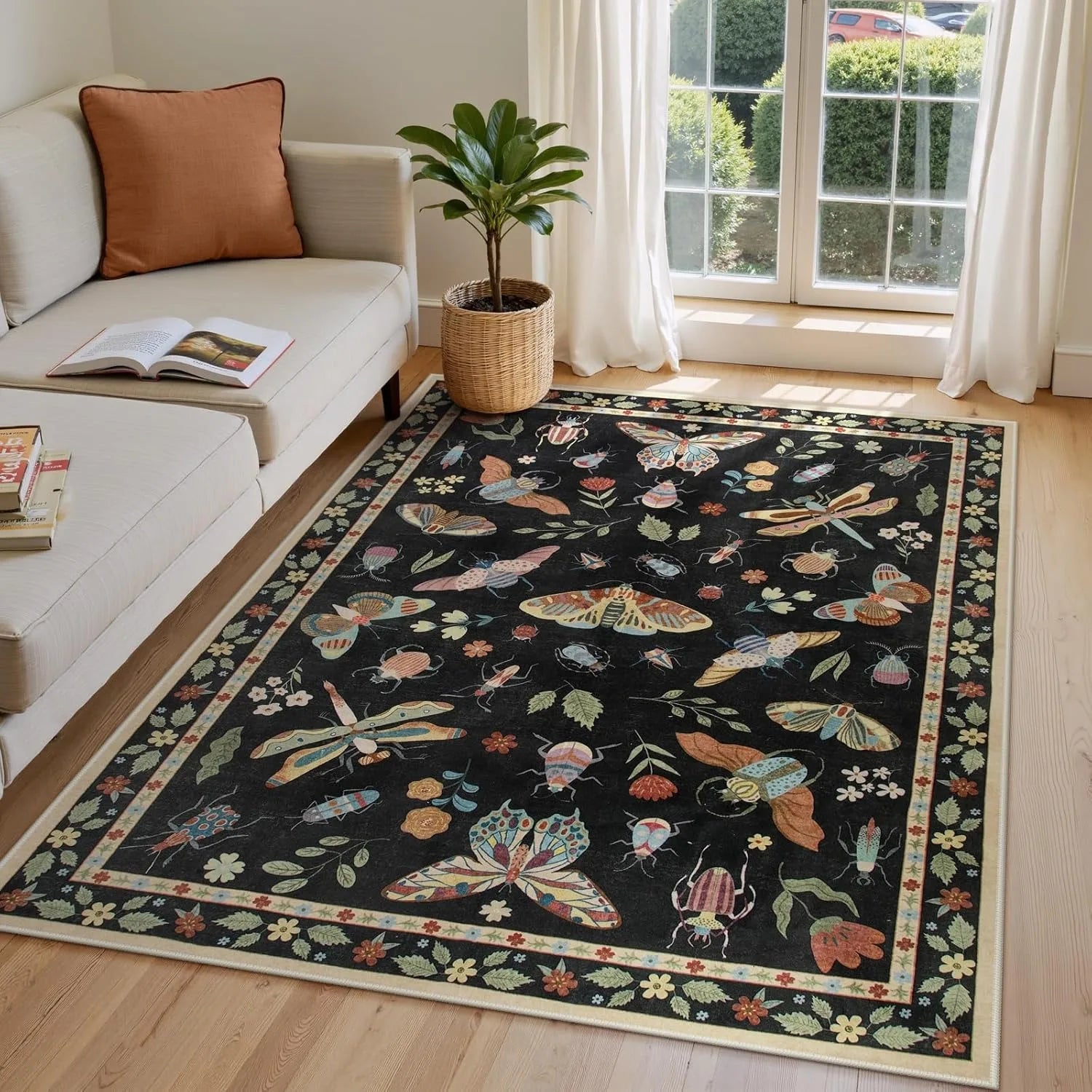 Navak Carpet Rug for Living Room Carpet Large Size Bedroom Bedside Floor Mat Green Insect Carpets Tropical Rainforest Home Decoration Rugs