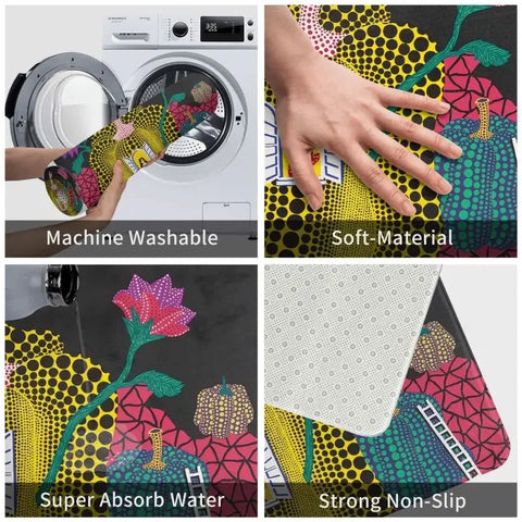Navak Carpet Custom Yayoi Kusama Abstrakte Malerei Fußmatte Rutschfeste Eingangsbereich Badezimmer Küche Tür Bodenmatte Garage Teppich Fußpolster