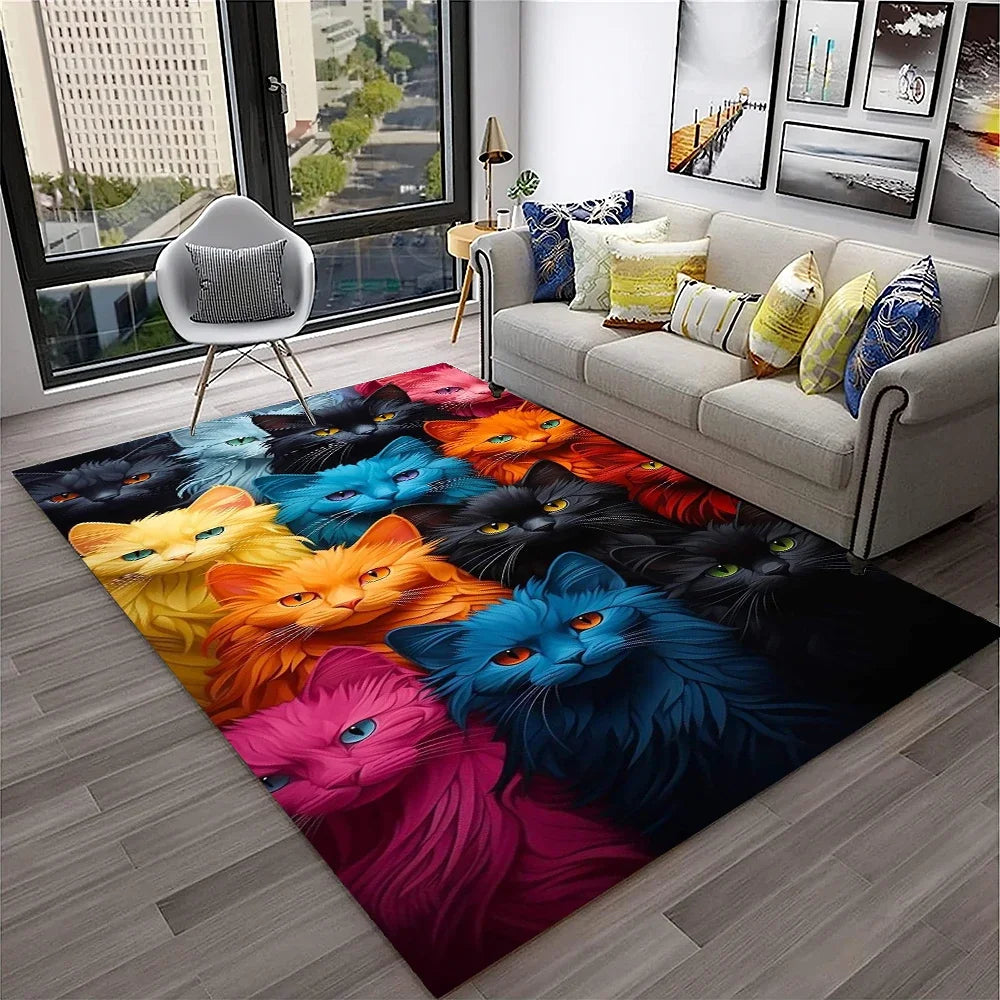 Navak Teppich, 3D, süße Katze, Blume, Cartoon-Teppich für Zuhause, Wohnzimmer, Schlafzimmer, Sofa, Fußmatte, Dekoration, Kinderspielbereich, rutschfeste Bodenmatte