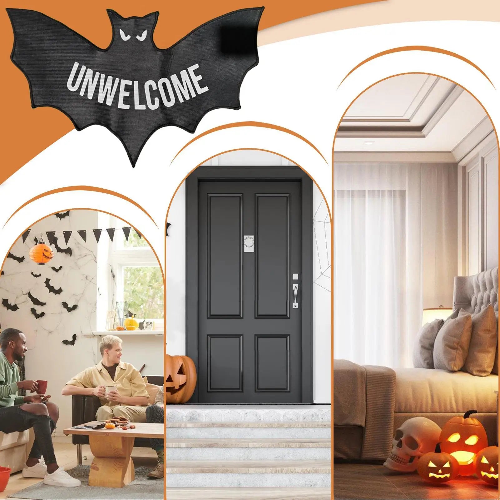 Navak Teppich Halloween Bodenmatte Fledermaus Unwillkommen Matte Zimmer Dekor Gothic Fußmatte Wohnkultur Für Eingang Innen Wohnung Schlafzimmer Küche
