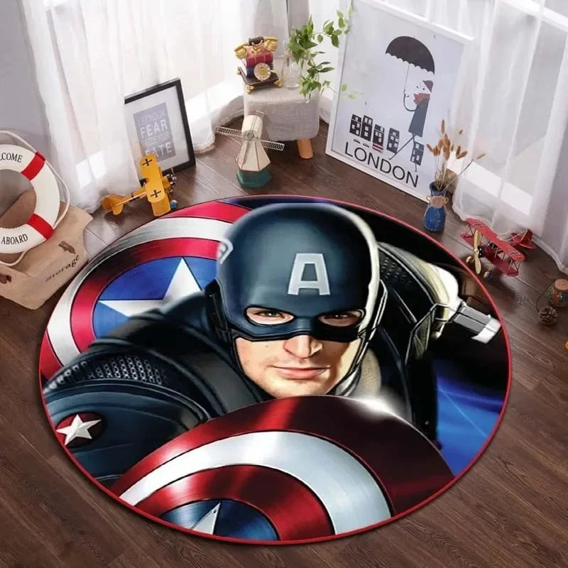 Navak Carpet Daily Picks DISNEY Marvel The Avengers Runder Teppich Anime-Teppich Rutschfeste Spielmatte Niedliche Bodenteppiche für Wohnzimmer, Schlafzimmer, Kindermatten